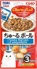 INABA CIAO Churu Ball Лакомство-топпинг Тунец Магуро с кацуобуси